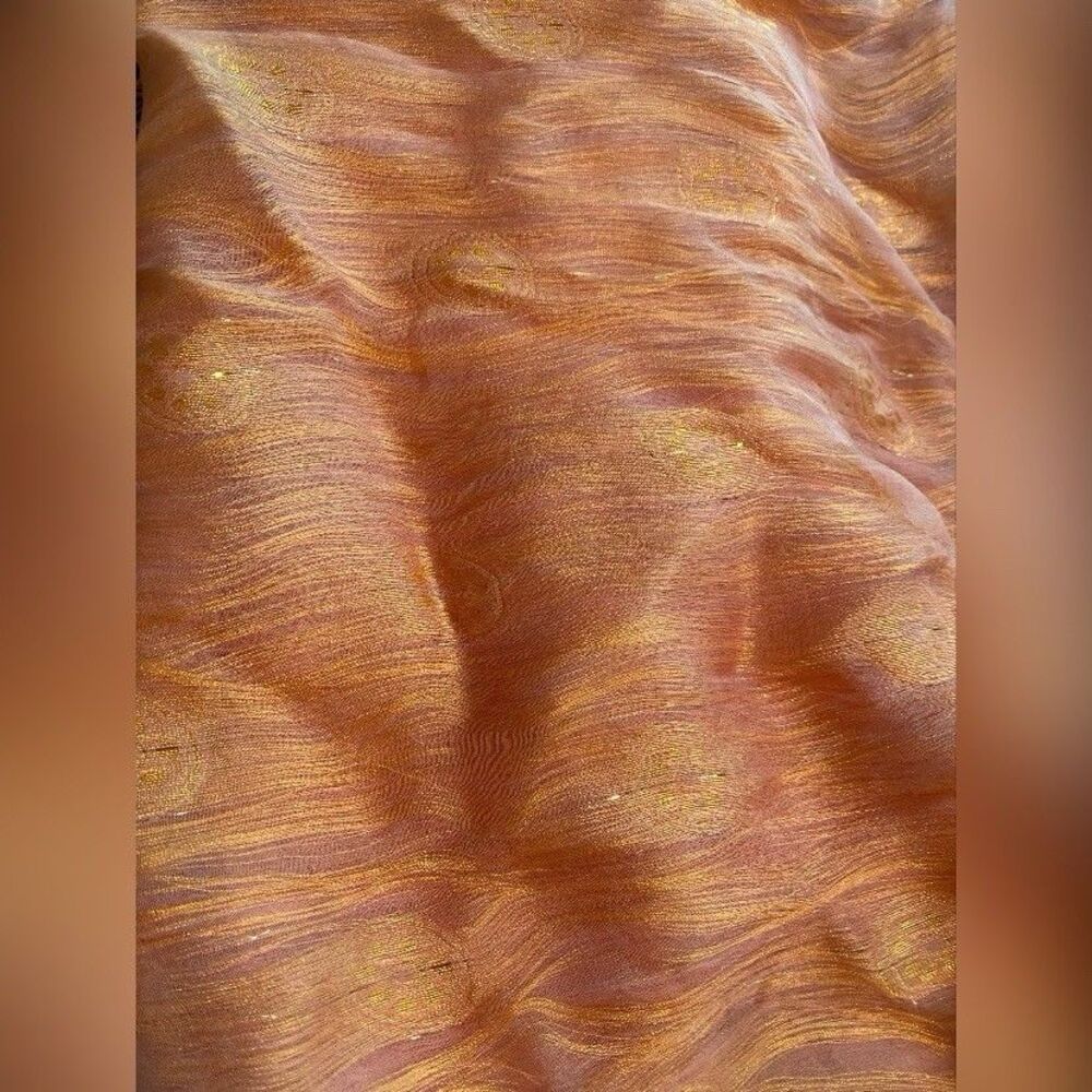 Women’s Scarf Shawl Orange Pink Fringe 21” X 72” - Picture 2 of 3